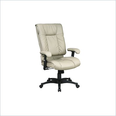 Office Star Deluxe High Back Executive Leather Chair with Pillow Top Seat
