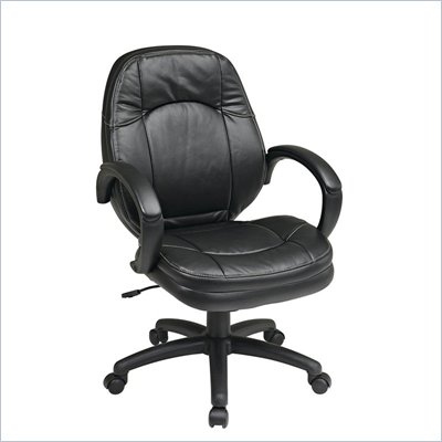 Office Star Deluxe Black Faux Leather Managers Chair with Padded Arms