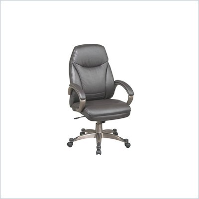 Office Star Deluxe Faux Leather High Back Chair with Padded Arms