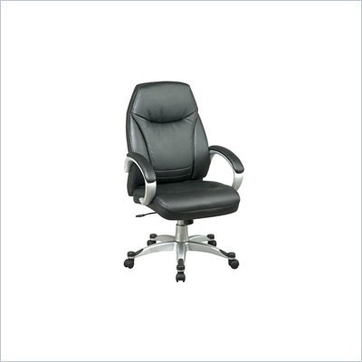 Office Star Deluxe Executive Faux Leather High Back Chair in Black