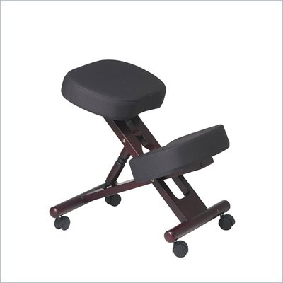 Office Star Ergonomic Wood Knee Chair with Memory Foam in Mahogany