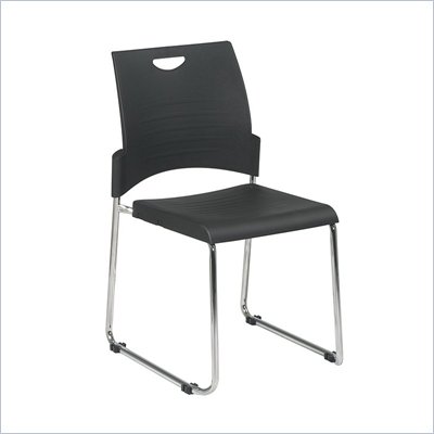 Office Star Sled Base Stack Chair with in Black (Set of 2)