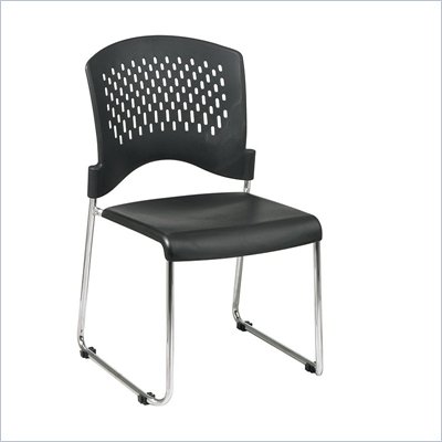 Office Star Sled Base Stack Chair with Plastic Seat and Back(Set of 2)