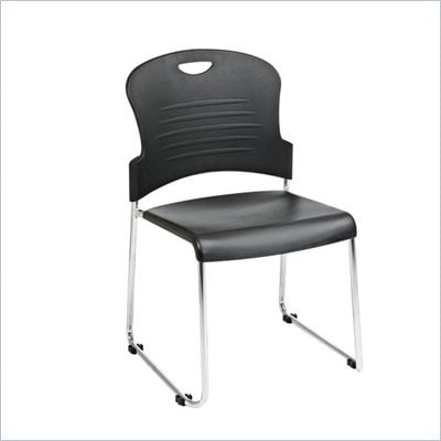 Office Star Sled Base Stack Chair with in Black (Set of 2)