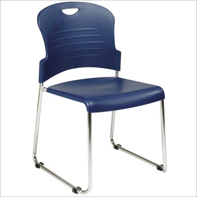 Office Star Sled Base Stack Chair with Navy Plastic Seat(Set of 30)