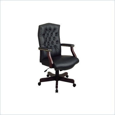 Office Star Traditional Leather Executive Chair with Padded Arms