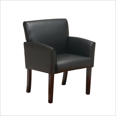 Office Star Black Vinyl Guest Chair with Mahogany Legs