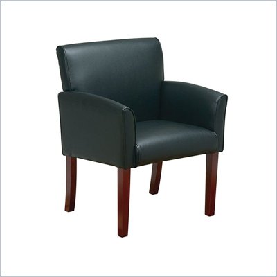 Office Star Black Vinyl Guest Chair with Cherry Legs