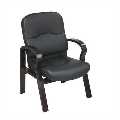 Office Star Eco Leather Visitors Chair with Espresso Wood Base