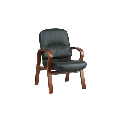 Office Star Leather Visitors Chair with Cherry Finish