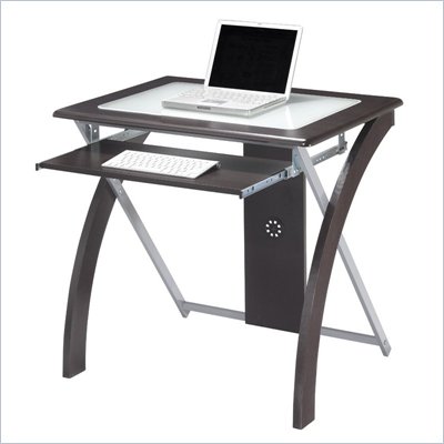 Office Star X-Text Computer Desk in Espresso w/ Silver Accents