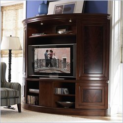 Riverside Furniture Affinity Curved Sliding Double Door TV Entertainment Center in Cocoa