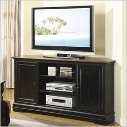 Riverside Furniture Anelli II Corner TV Stand in Vintage Cherry and Bridgewood Black