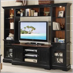 Riverside Furniture Anelli II Entertainment System in Vintage Cherry and Bridgewood Black