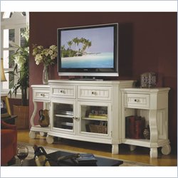 Riverside Furniture Cape May TV Stand with End Units in Seaspray White