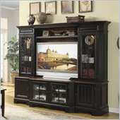 Riverside Furniture Delcastle 48 Inch TV Wall Entertainment System in Aged Black and Antique Irish Pine