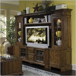 Riverside Furniture Delcastle 63 Inch TV Entertainment Wall System in Antique Irish Pine