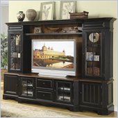 Riverside Furniture Delcastle 63 Inch TV Entertainment Wall System in Aged Black and Antique Irish Pine