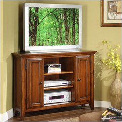 Riverside Furniture Hilborne 44 Inch Corner TV Stand in Burnished Cherry