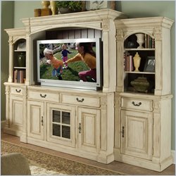 Riverside Furniture Weybridge 64 Inch TV Stand Entertainment System in Madera Cherry and Wellington White