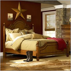 Riverside Furniture Seville Square Poster Panel Bed in Distressed Warm Oak Finish