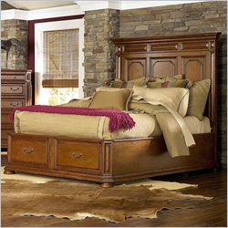 Riverside Furniture Seville Square Platform Storage Bed in Distressed Warm Oak Finish