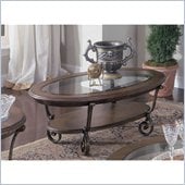 Riverside Fortunado Oval Coffee Table in Distressed Cherry Finish