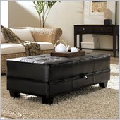 Riverside Furniture Leather Occasional Large Cocktail Storage Ottoman in Black