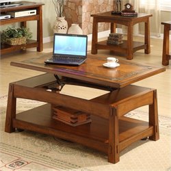 Riverside Craftsman Home Lift-Top Cocktail Table in Americana Oak Best Price