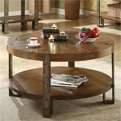 Riverside Furniture Sierra Round Cocktail Table in Landmark Worn Oak