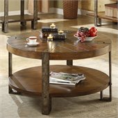 Riverside Furniture Sierra Round Cocktail Table in Landmark Worn Oak