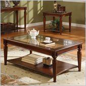 Riverside Yorktown  Cocktail Table with Glass Top in Vintage Cherry 