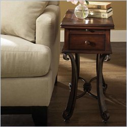 Riverside Delacourt Wood Top Chairside Table in Highlands Cherry Best Price