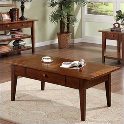 Riverside Reunion Drawered Cocktail Table in Colonial Brown Cherry