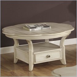 Riverside Furniture Cape May Round Cocktail Table in Seaspray White