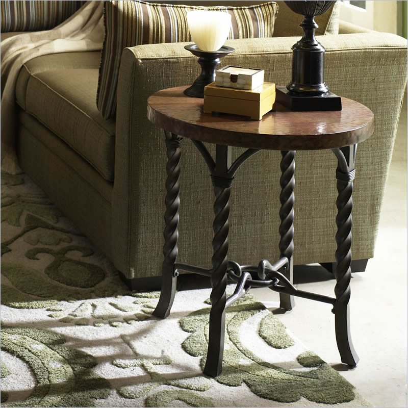Riverside Furniture Medley Round Lamp Table in Camden / Wildwood Taupe