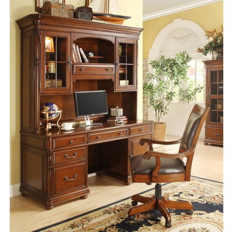 Riverside Furniture Bristol Court Computer Station in Cognac Cherry