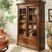 Riverside Furniture Bristol Court Sliding Door Bookcase in Cognac Cherry