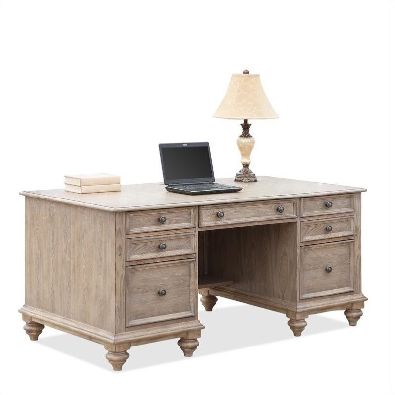 Riverside Furniture Coventry Executive Desk in Weathered Driftwood