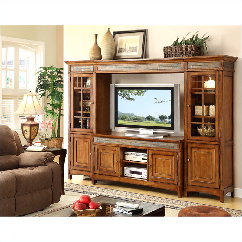 Craftsman Home TV Entertainment Center in Americana Oak 2941389Set