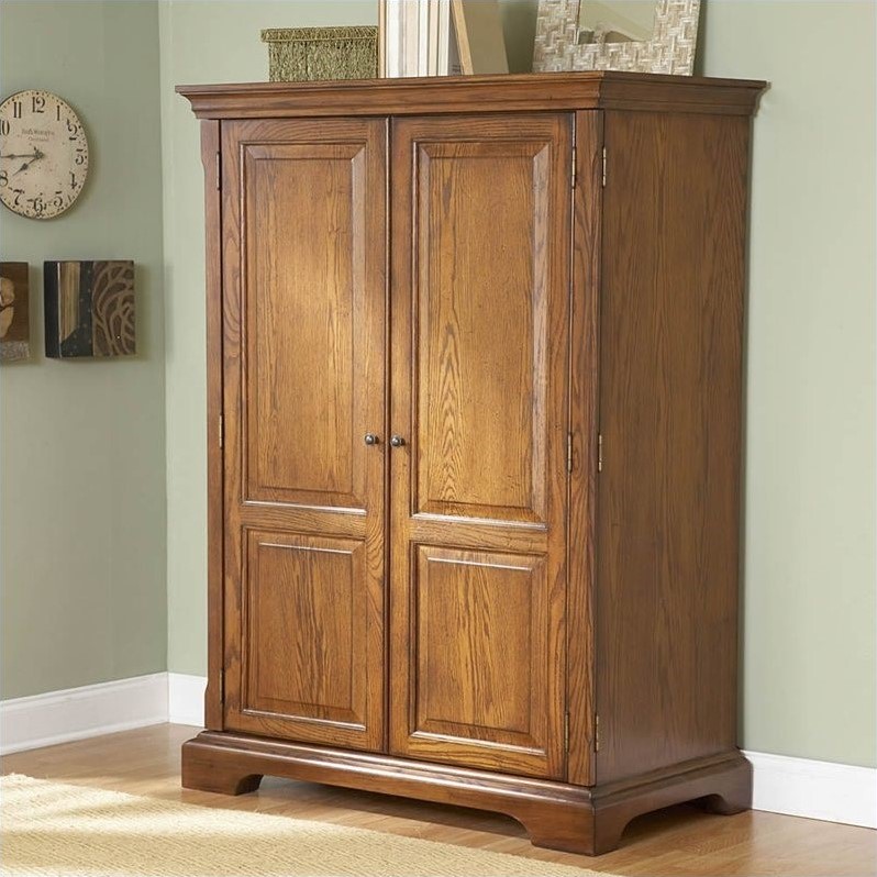 Riverside Furniture Seville Square Computer Armoire in Warm Oak [433107]