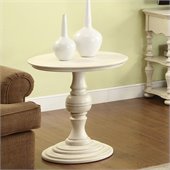 Riverside Furniture Placid Cove Round Pedestal End Table in Honeysuckle White