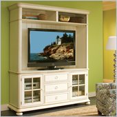 Riverside Furniture Placid Cove TV Console with Hutch Set in Honeysuckle White
