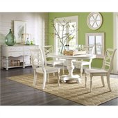Riverside Furniture Placid Cove 6 Piece Round Dining Table Set in Honeysuckle White