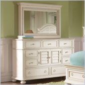 Riverside Furniture Placid Cove Media Dresser and Mirror Set in Honeysuckle White