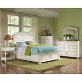 Riverside Furniture Placid Cove Arch Storage Bed 4 Piece Bedroom Set in Honeysuckle White