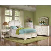Riverside Furniture Placid Cove Arch Storage Bed 5 Piece Bedroom Set in Honeysuckle White