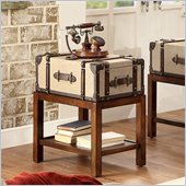 Riverside Furniture Bon Voyage Suitcase Chairside Table in Aged Cognac Wood