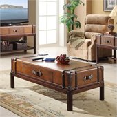 Riverside Furniture Latitudes Suitcase Cocktail Table in Aged Cognac Wood
