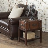 Riverside Furniture Latitudes Suitcase Chairside Table in Aged Cognac Wood